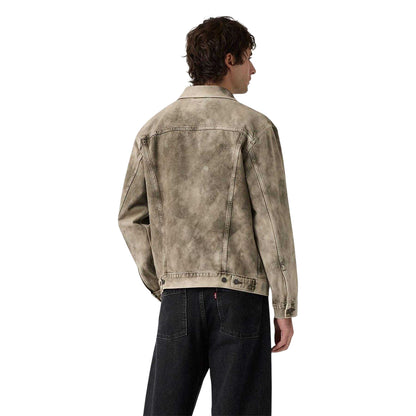 Green - Back - Levis Mens Camo Denim Relaxed Fit Trucker Jacket