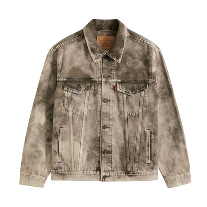 Green - Front - Levis Mens Camo Denim Relaxed Fit Trucker Jacket