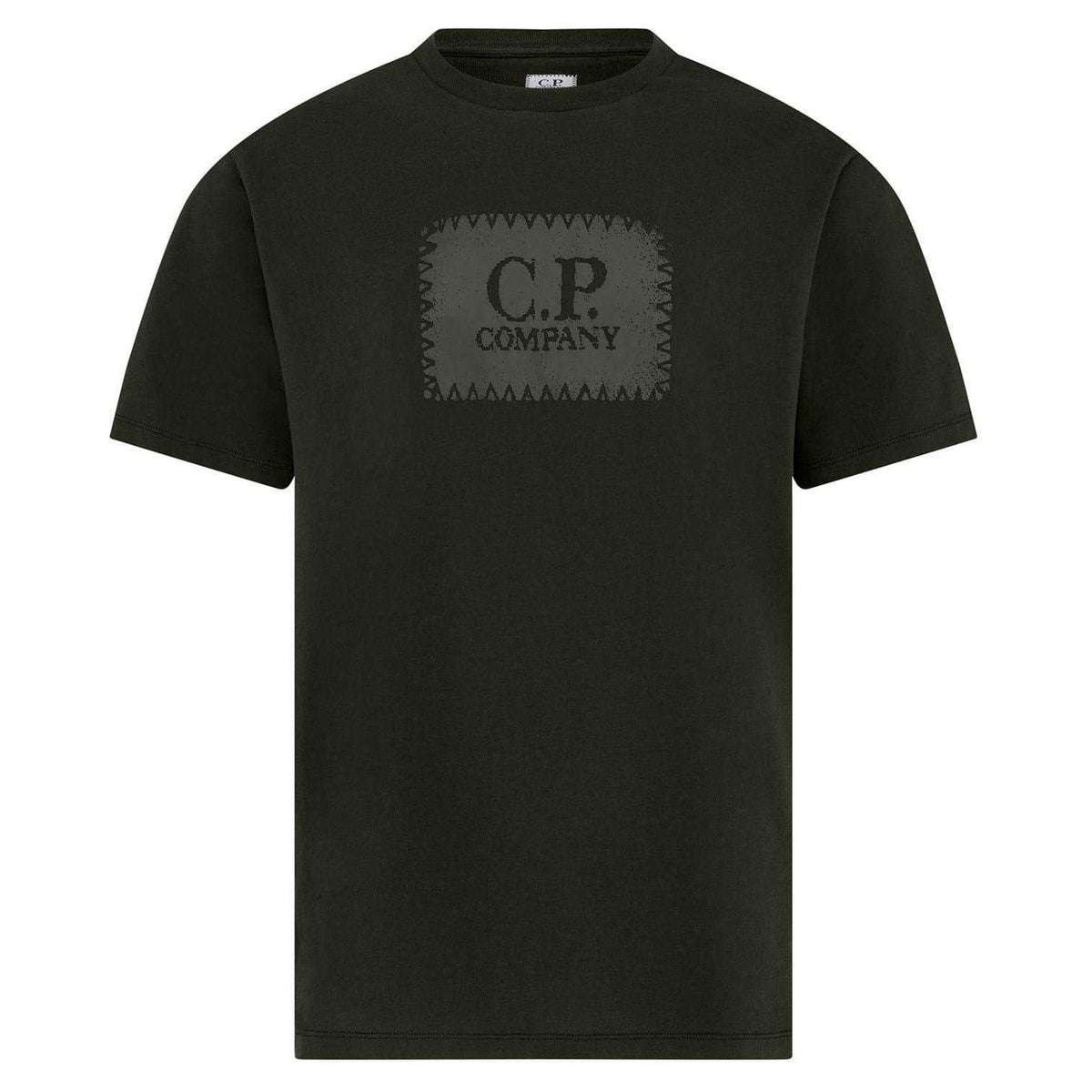 Ivy Green - Front - C.P. Company Mens Block Logo Short-Sleeved T-Shirt