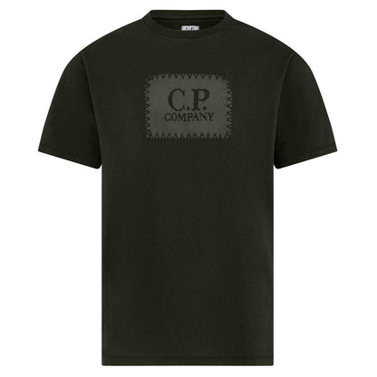 Ivy Green - Front - C.P. Company Mens Block Logo Short-Sleeved T-Shirt