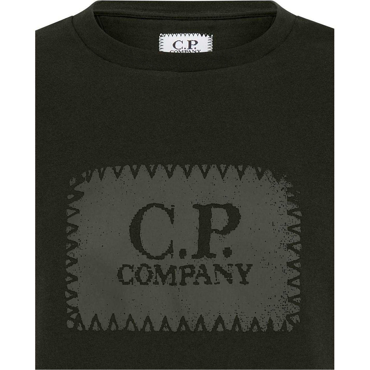 Ivy Green - Side - C.P. Company Mens Block Logo Short-Sleeved T-Shirt