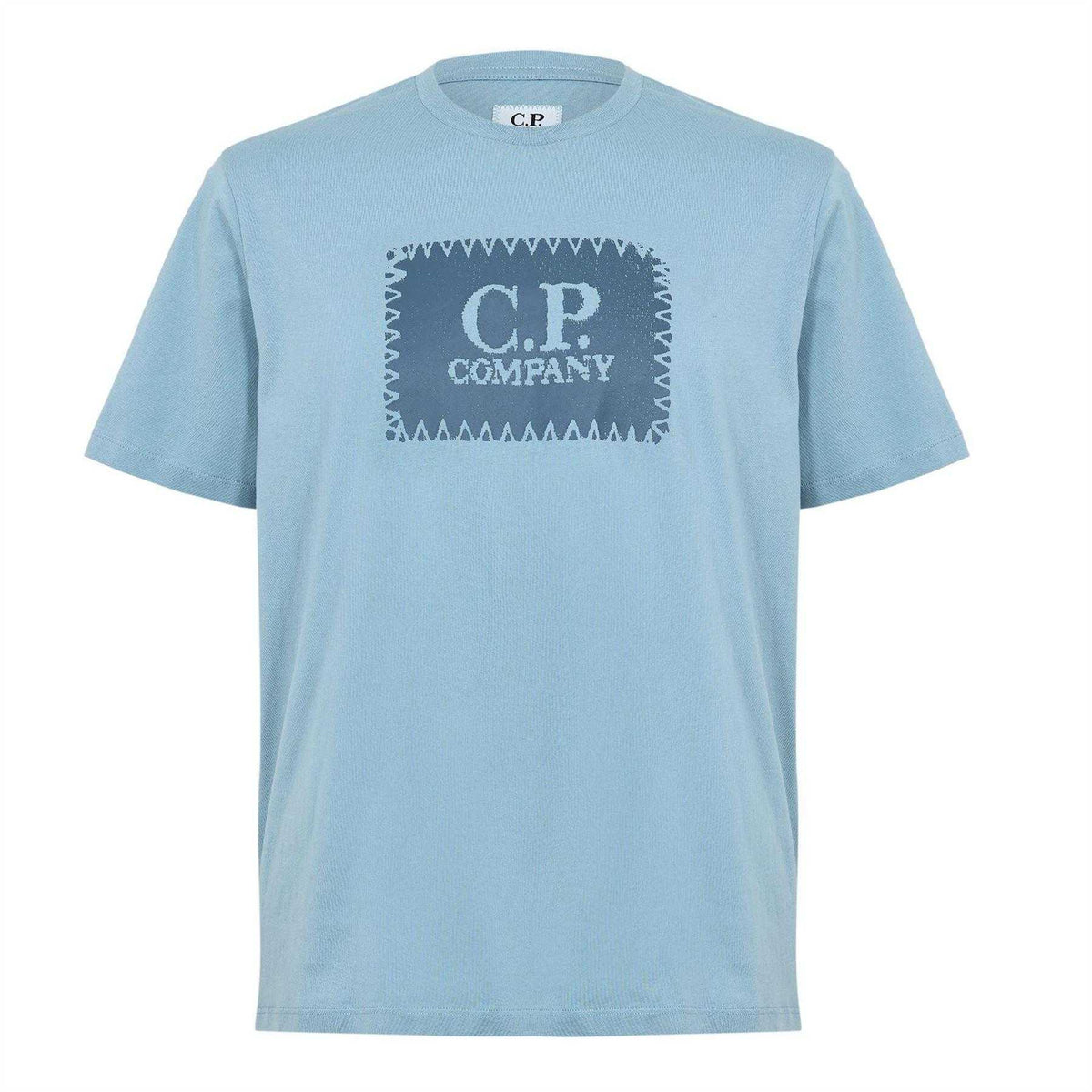 Silver Green - Front - C.P. Company Mens Block Logo Short-Sleeved T-Shirt