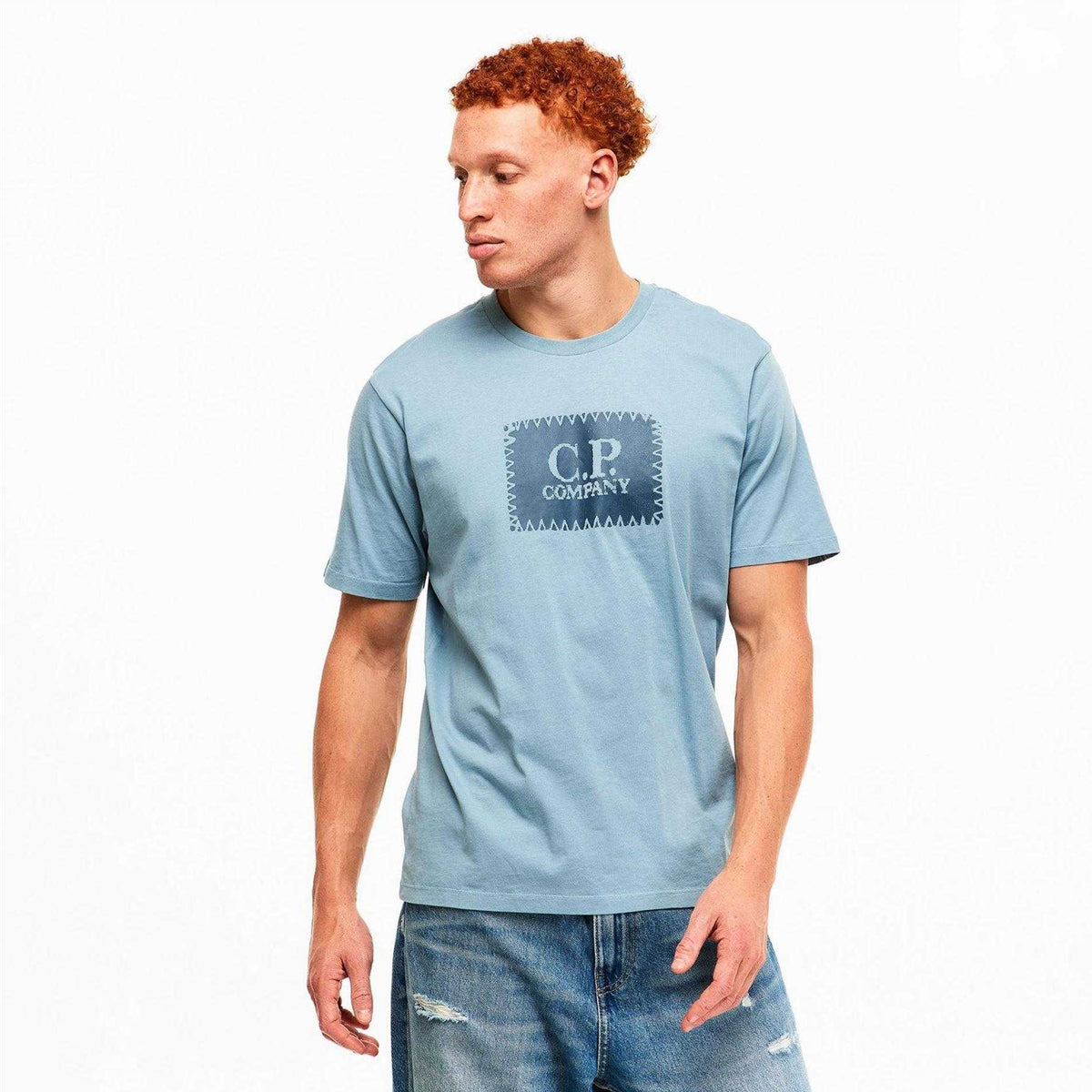 Silver Green - Lifestyle - C.P. Company Mens Block Logo Short-Sleeved T-Shirt