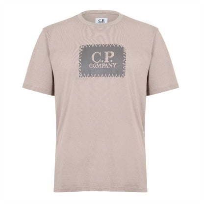 Dove - Front - C.P. Company Mens Block Logo Short-Sleeved T-Shirt