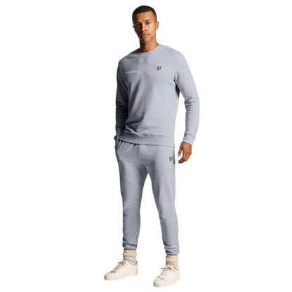 Grey - Pack Shot - Lyle & Scott Mens Co-Ordinate Print Crew Neck Sweatshirt