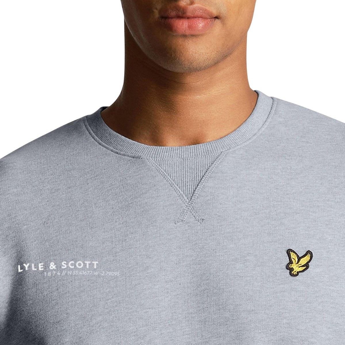 Grey - Side - Lyle & Scott Mens Co-Ordinate Print Crew Neck Sweatshirt