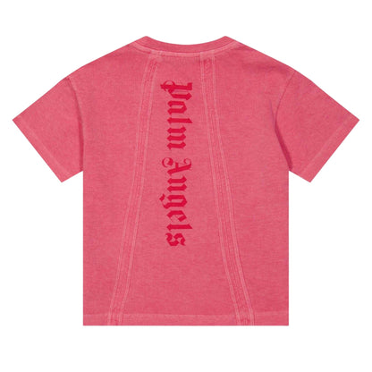 Pink - Back - Palm Angels Childrens-Kids Faded Logo T-Shirt