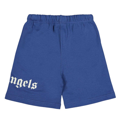 Blue - Back - Palm Angels Childrens-Kids Logo Shorts