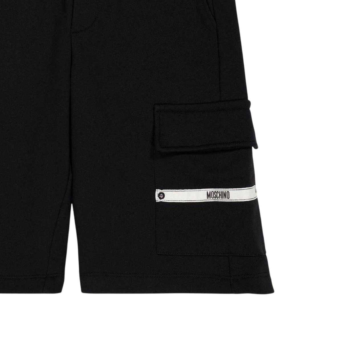 Black - Side - Moschino Childrens-Kids Fleece Relaxed Fit Shorts