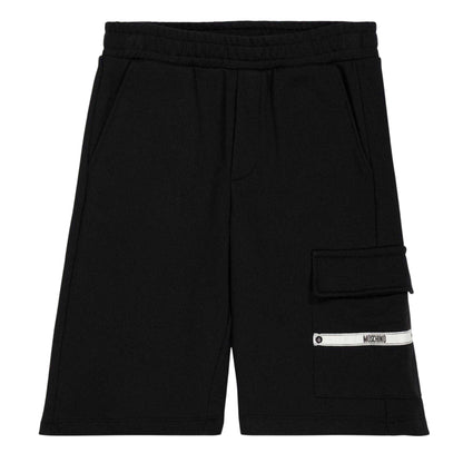 Black - Front - Moschino Childrens-Kids Fleece Relaxed Fit Shorts