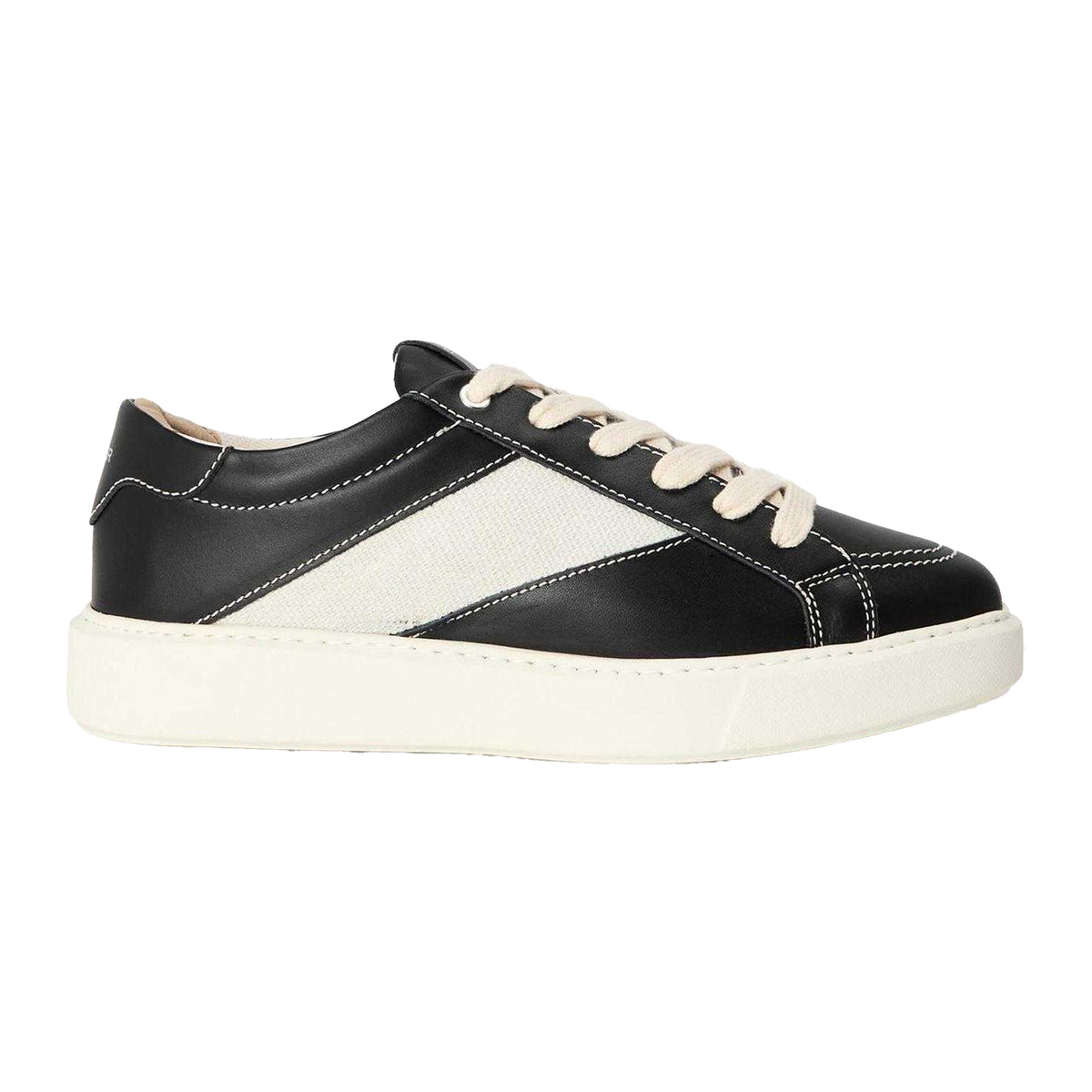 Black-Off White - Front - Belier Mens Leather Low Cut Trainers