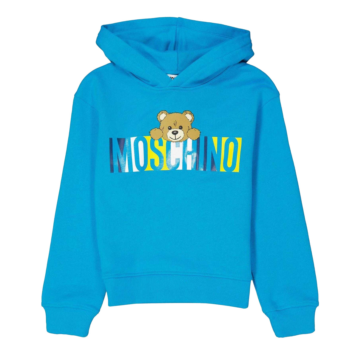 Blue - Front - Moschino Childrens-Kids Teddy Bear Logo Hoodie