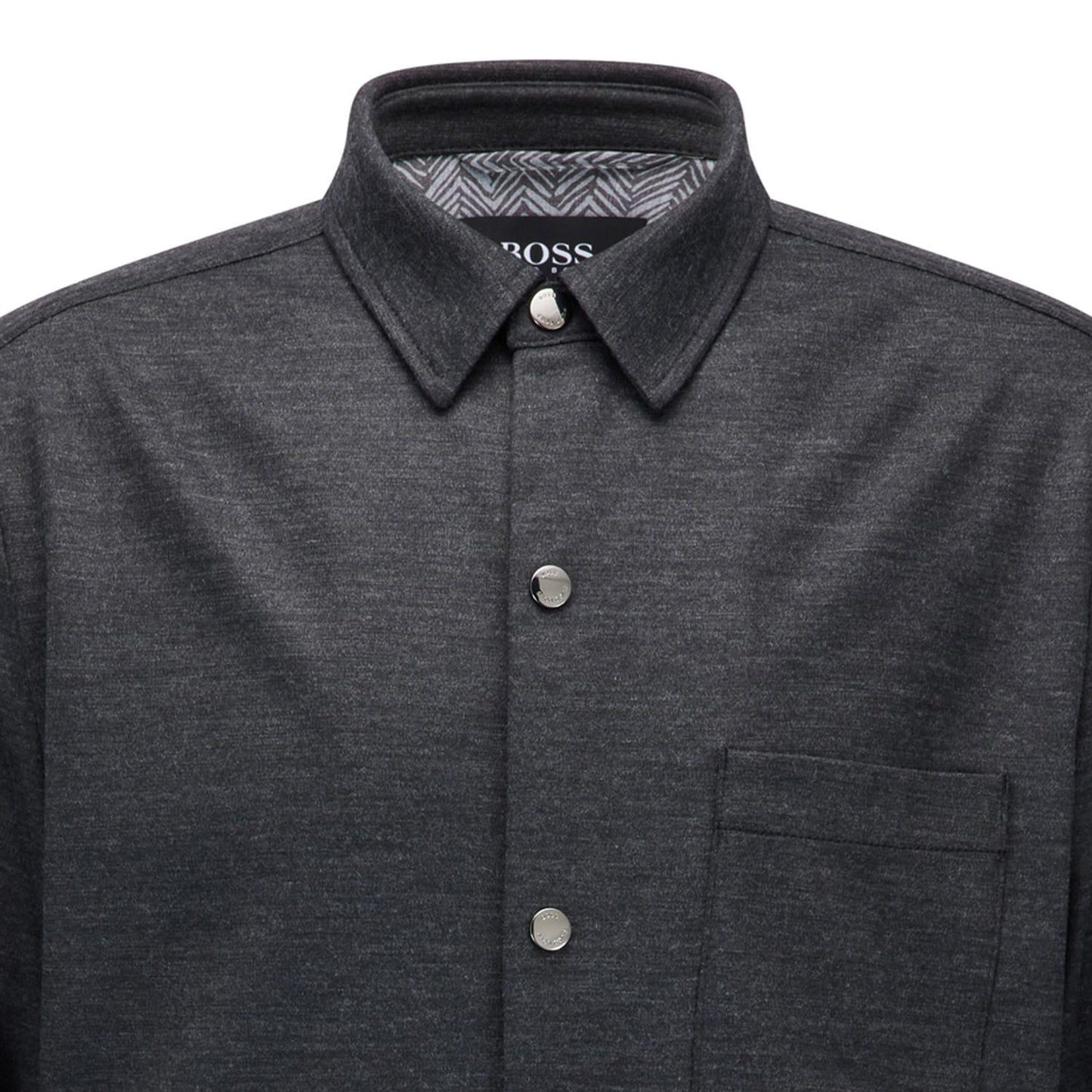 Grey - Side - Boss Mens C-Carper Melange Shirt Jacket