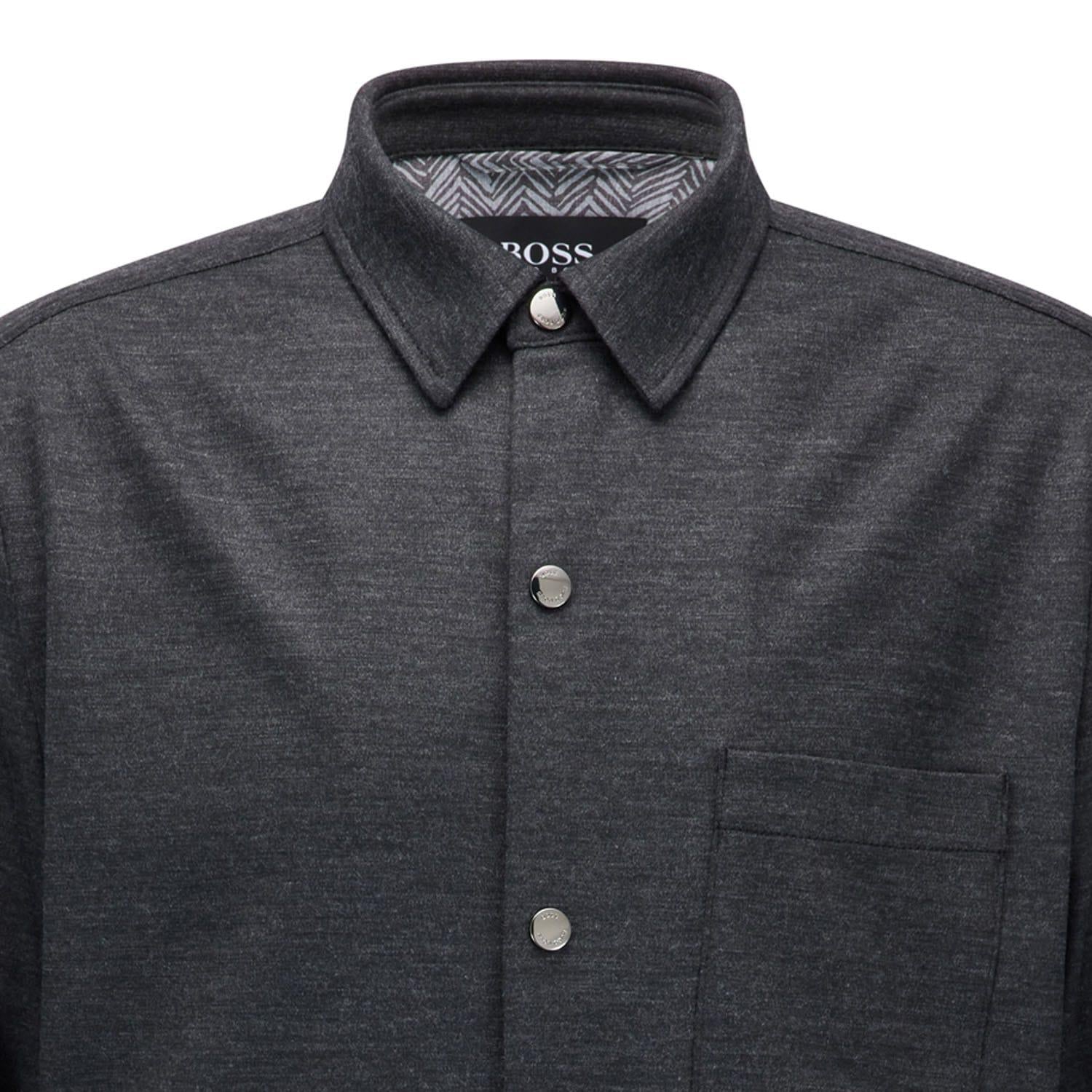 Grey - Side - Boss Mens C-Carper Melange Shirt Jacket