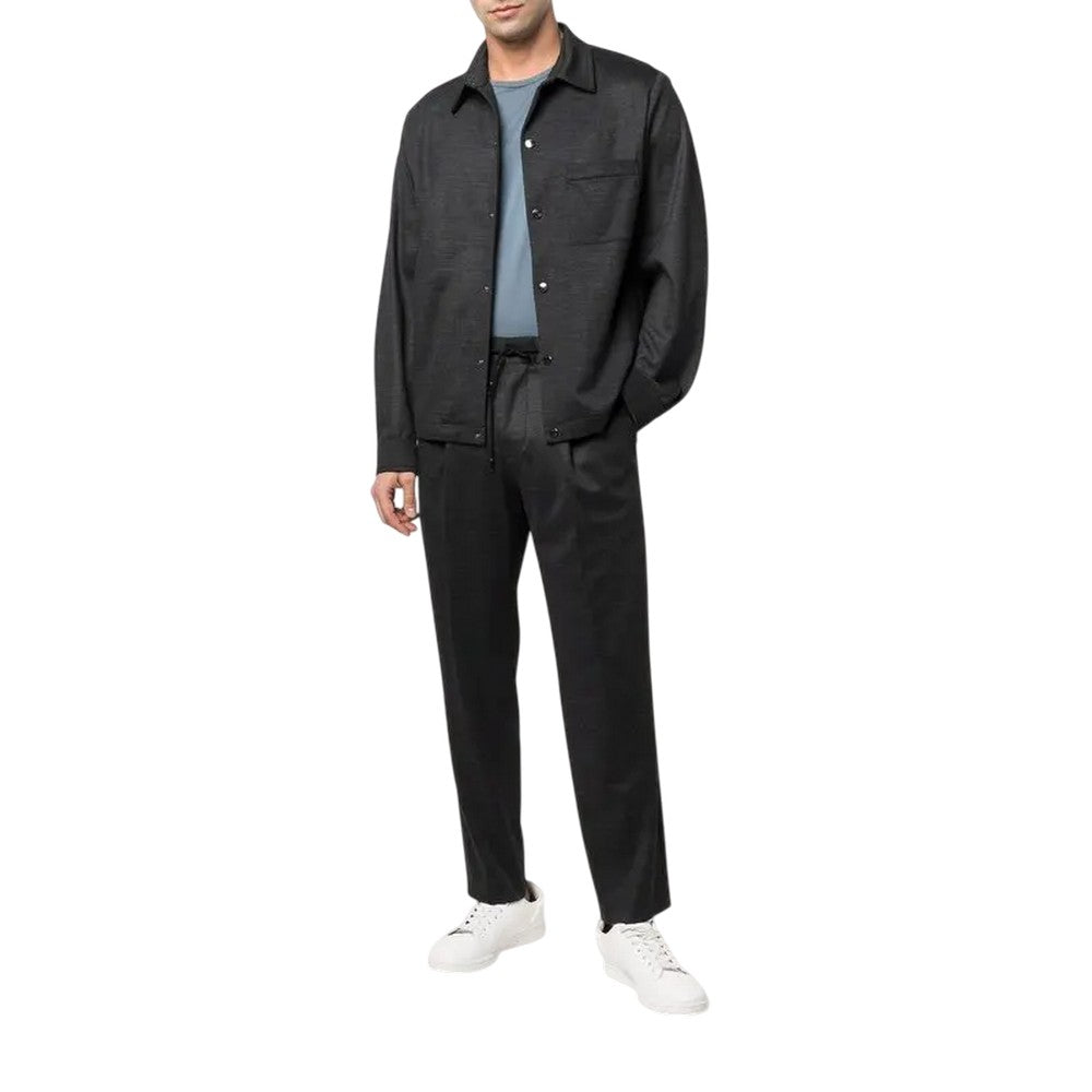 Grey - Close up - Boss Mens C-Carper Melange Shirt Jacket
