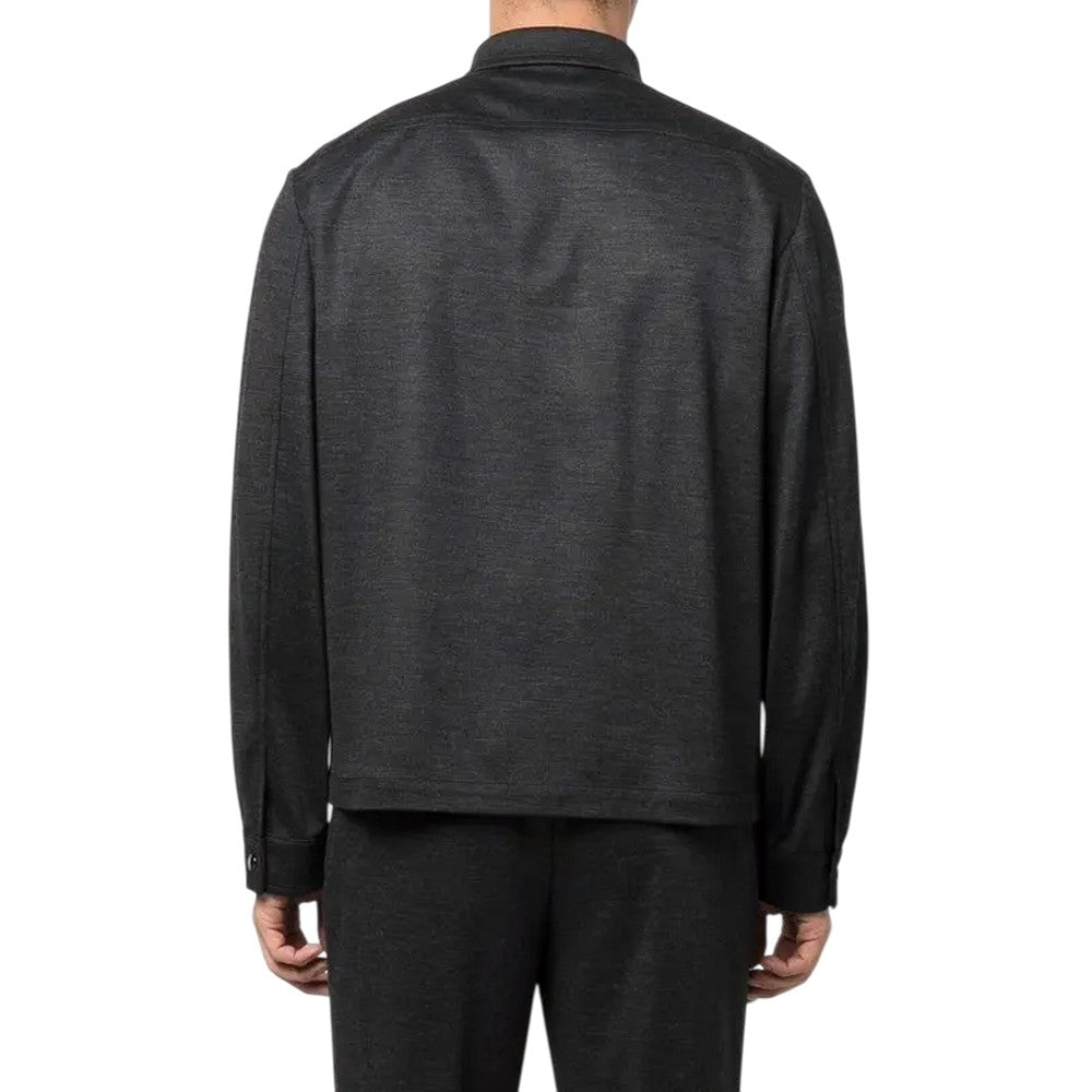 Grey - Back - Boss Mens C-Carper Melange Shirt Jacket