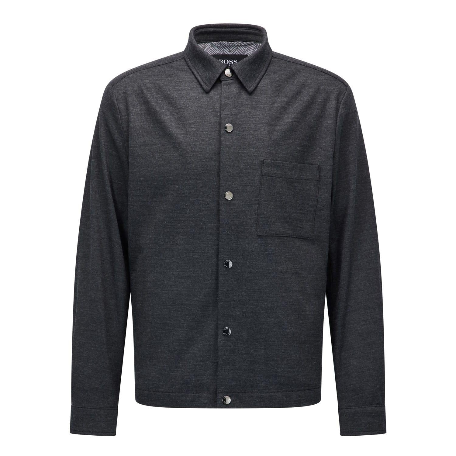 Grey - Front - Boss Mens C-Carper Melange Shirt Jacket