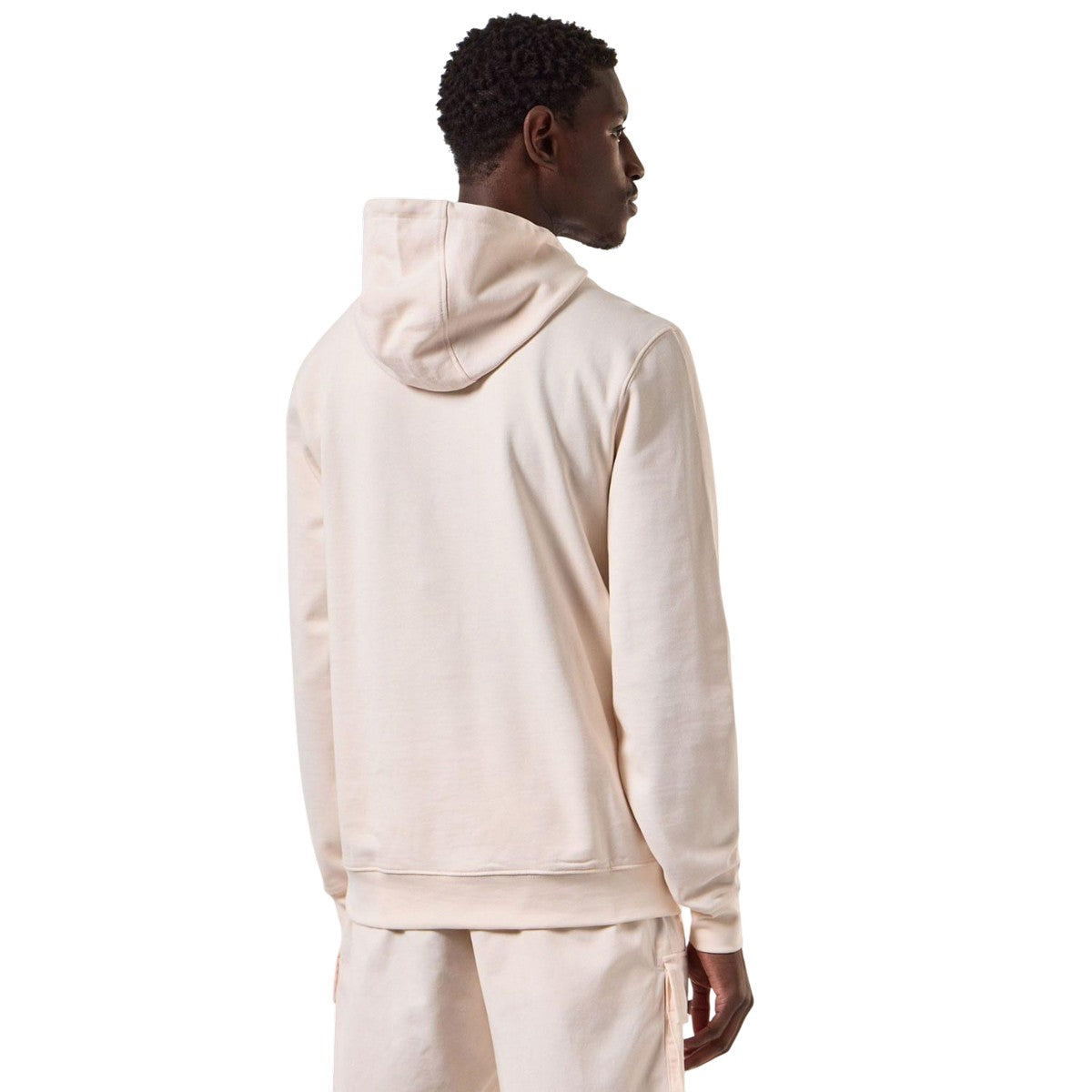 Cream - Back - Weekend Offender Mens Ribbed Ribbed Badge Hoodie