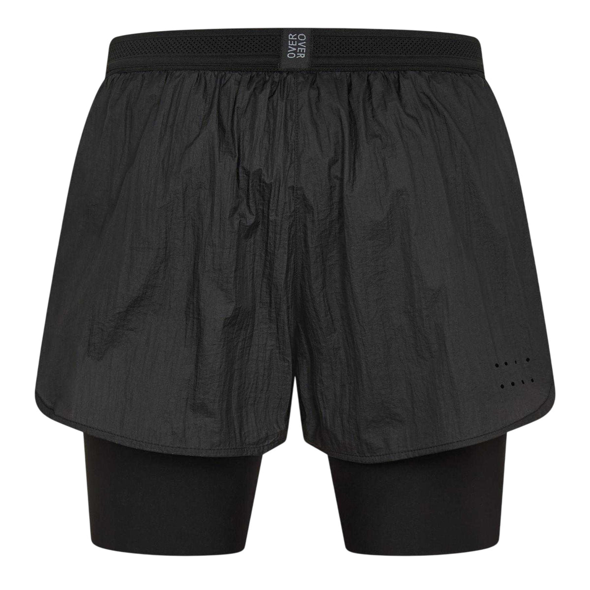 Black - Back - OverOver Mens Woven Track Shorts