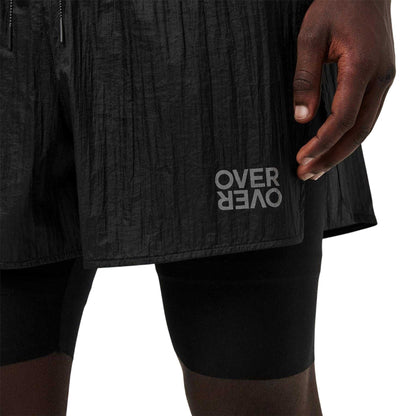 Black - Side - OverOver Mens Woven Track Shorts