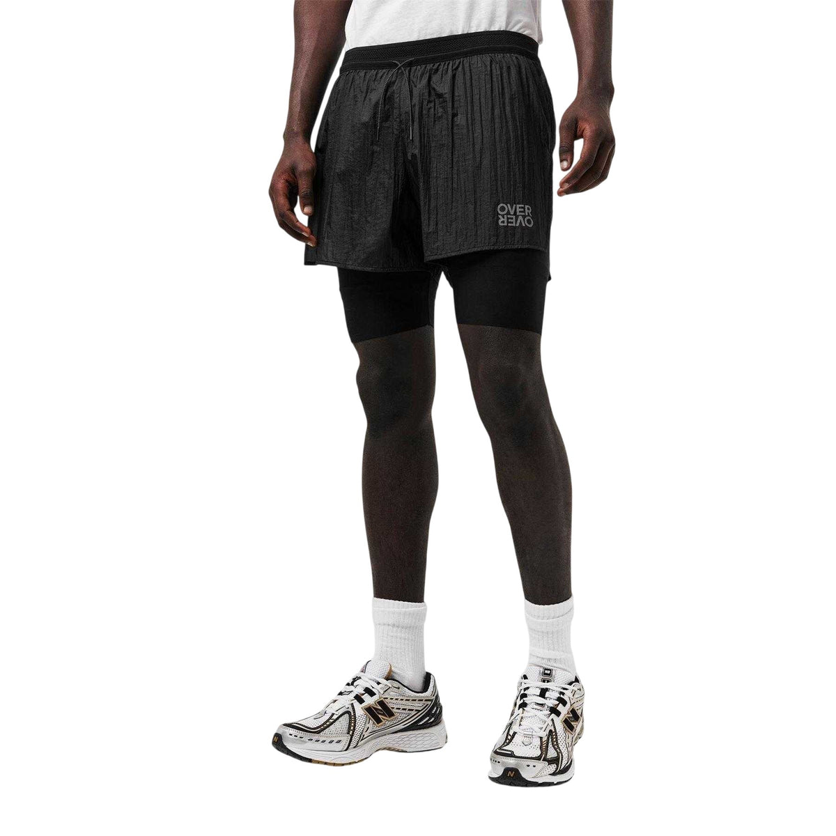 Black - Lifestyle - OverOver Mens Woven Track Shorts