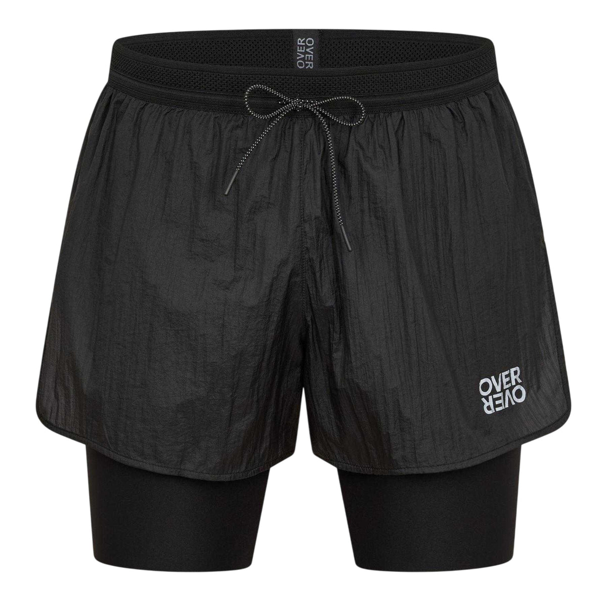 Black - Front - OverOver Mens Woven Track Shorts