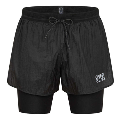 Black - Front - OverOver Mens Woven Track Shorts
