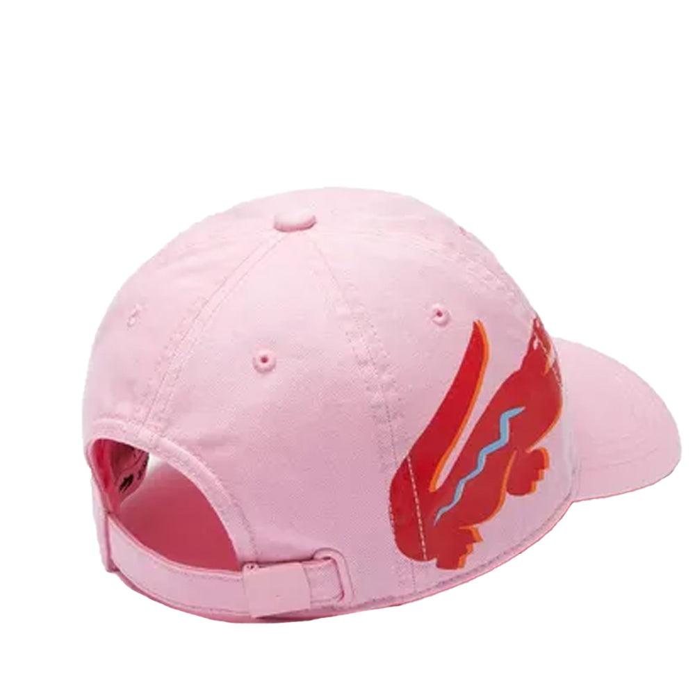 Pink - Back - Lacoste Crocodile Cotton Baseball Cap