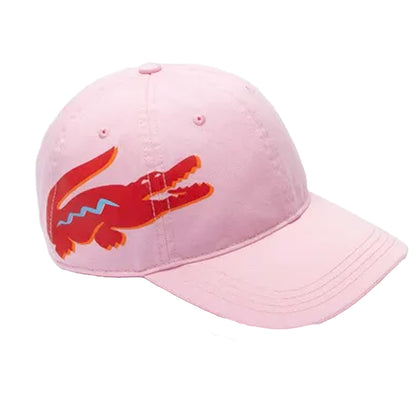 Pink - Side - Lacoste Crocodile Cotton Baseball Cap