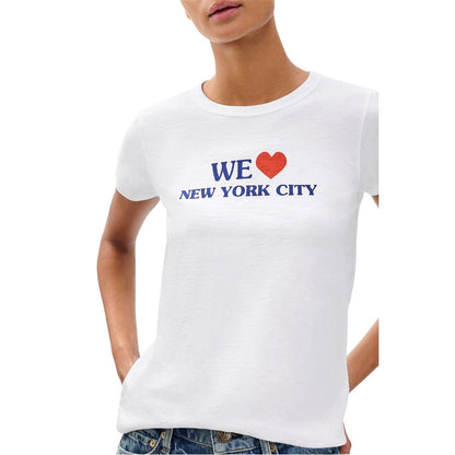White - Side - Rag And Bone Womens-Ladies NYC Graphic Cotton T-Shirt