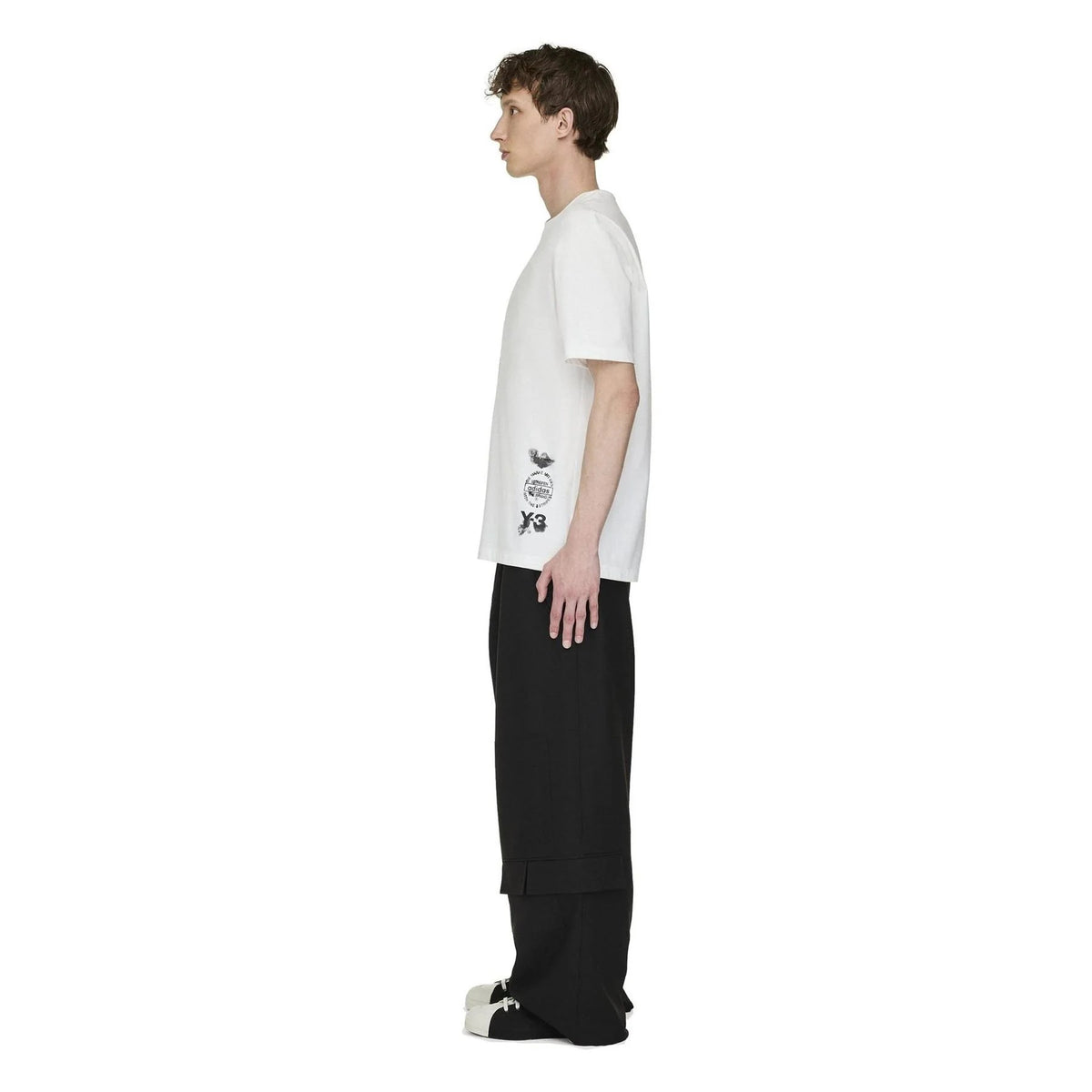 White-Multicoloured - Side - Y-3 Mens Abstract T-Shirt