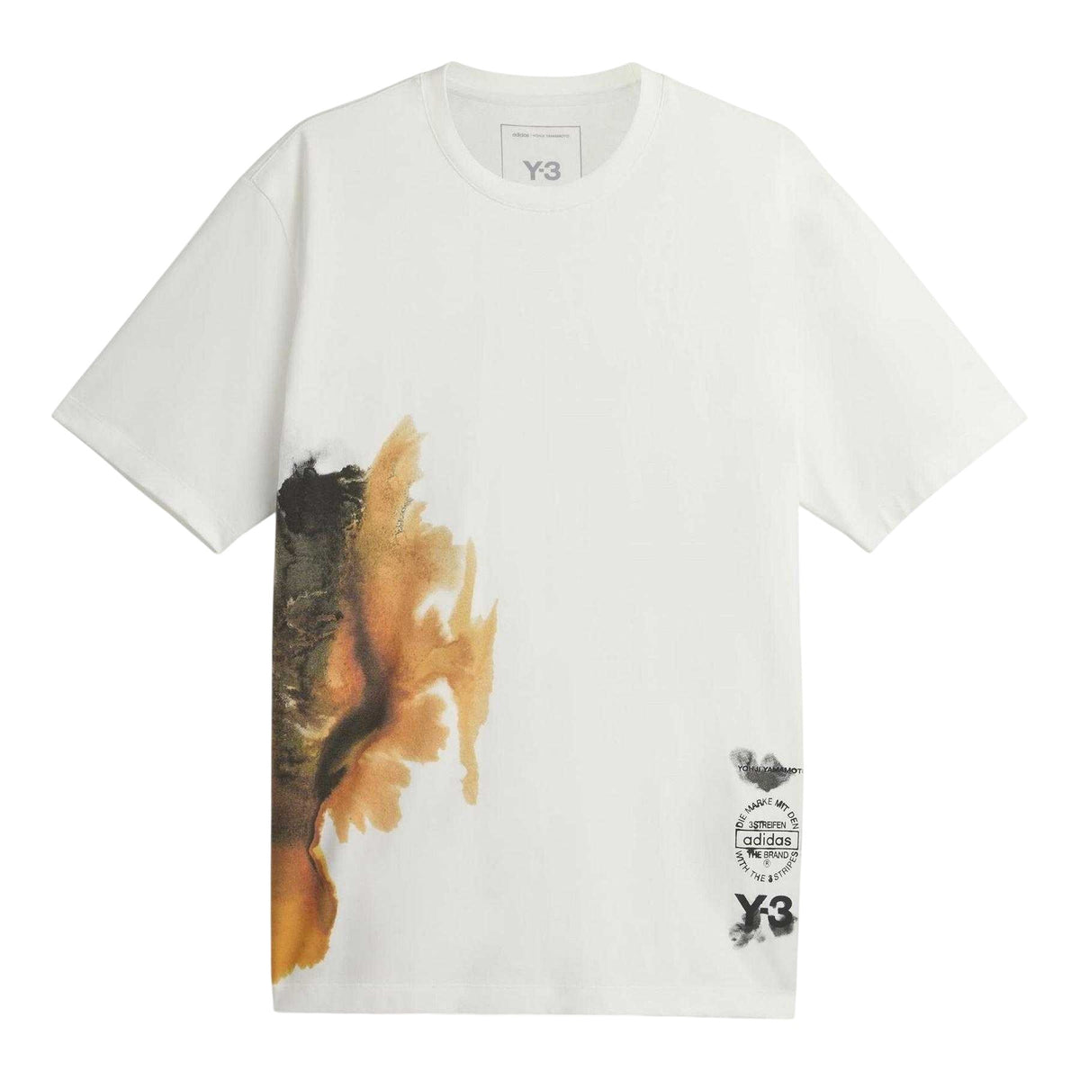 White-Multicoloured - Front - Y-3 Mens Abstract T-Shirt
