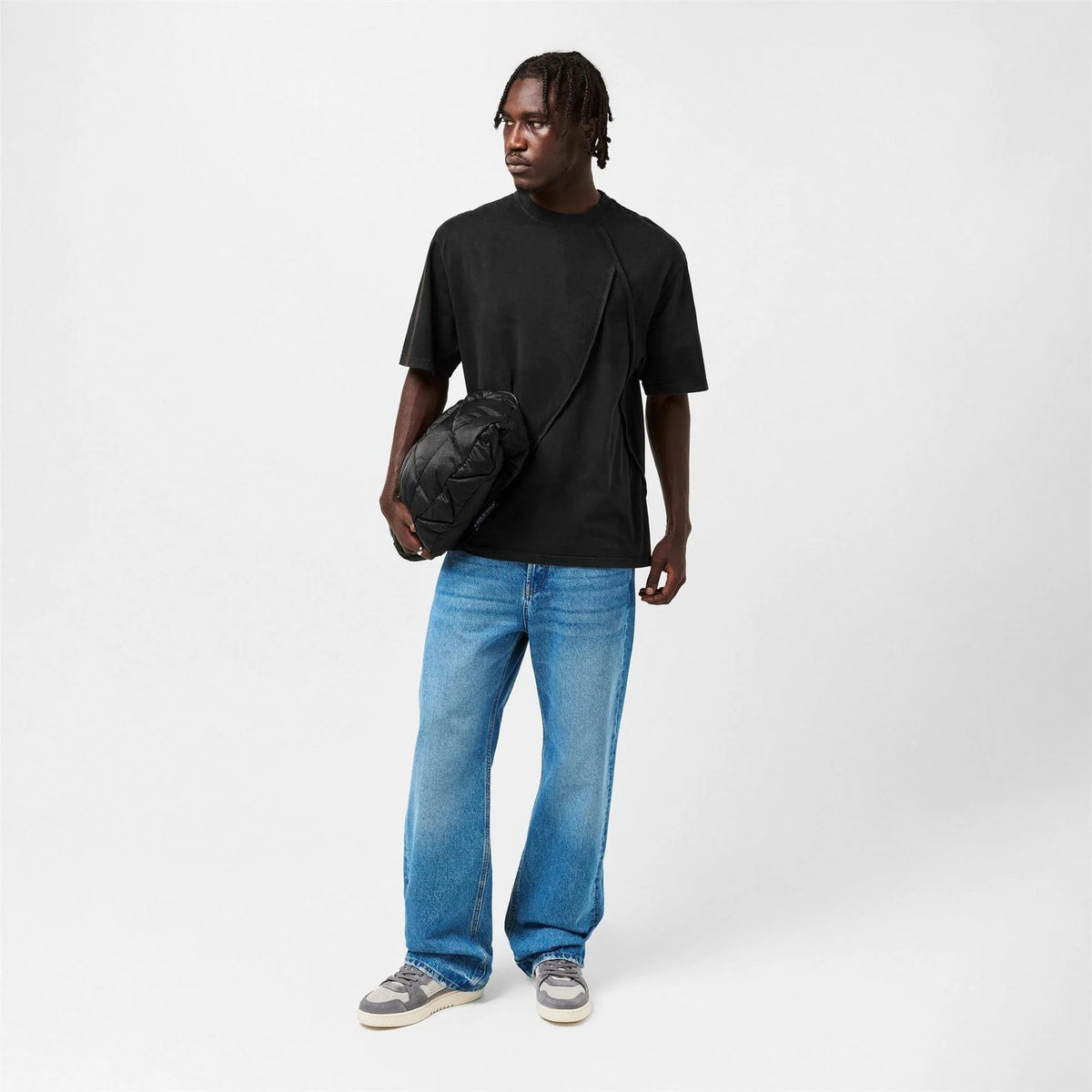 Black - Close up - A-COLD-WALL Mens Chartered Asymmetric T-Shirt