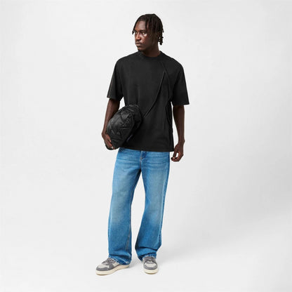 Black - Close up - A-COLD-WALL Mens Chartered Asymmetric T-Shirt