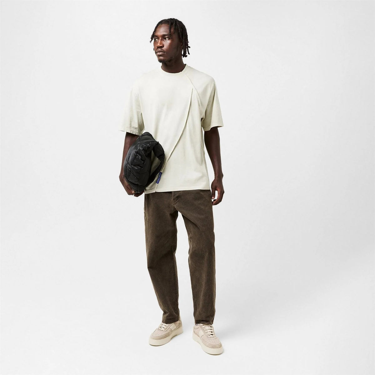 Beige - Close up - A-COLD-WALL Mens Chartered Asymmetric T-Shirt