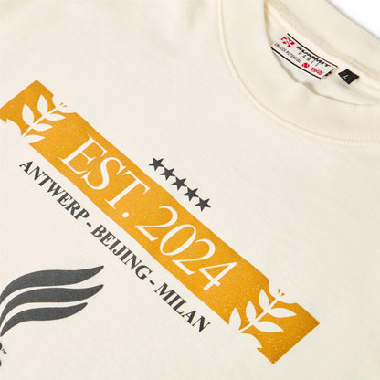 Cannoli Cream - Side - Summer Games Mens Laurel Logo Oversized T-Shirt