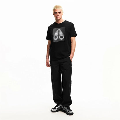 Black - Close up - Moose Knuckles Mens Graphic Print T-Shirt