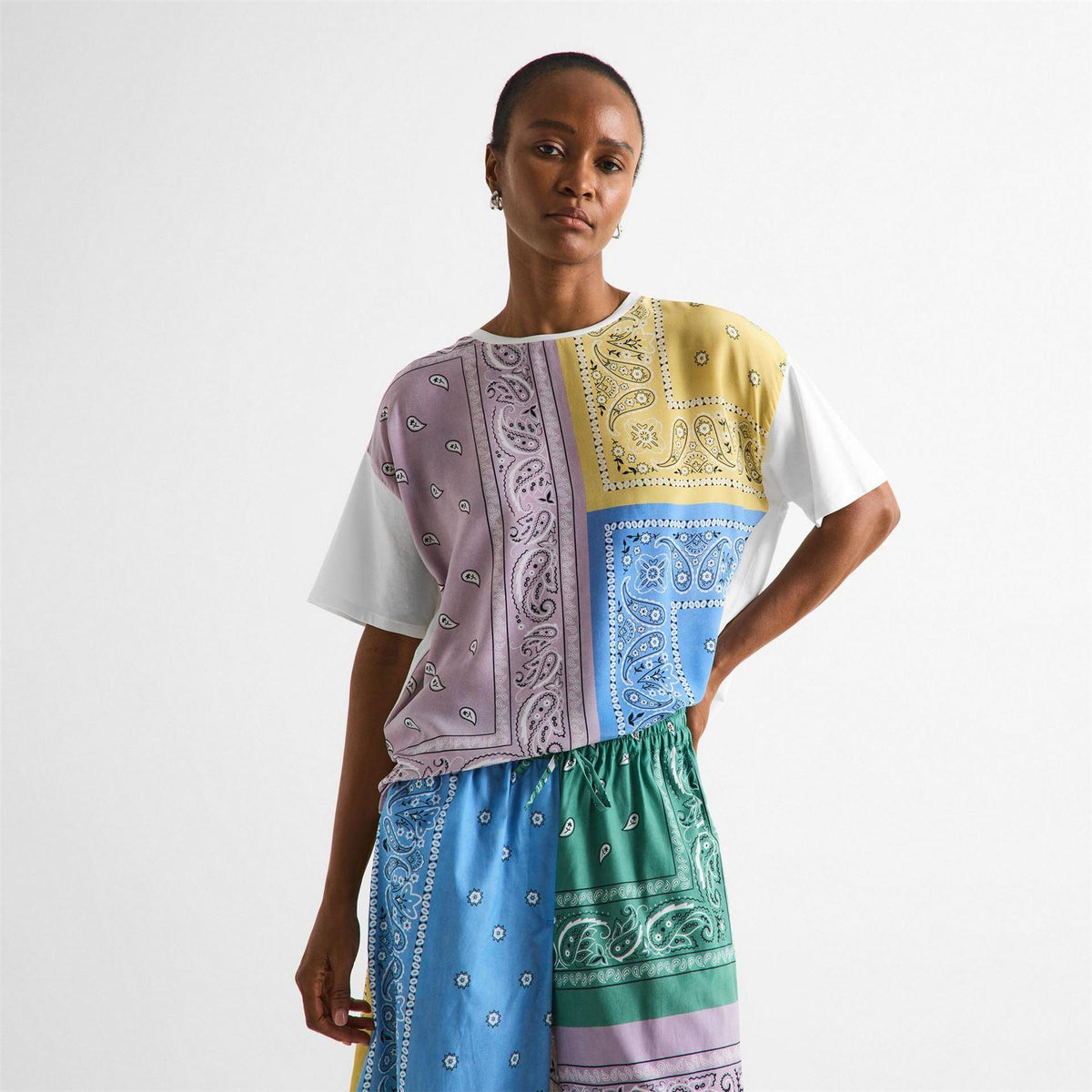 Multicoloured - Lifestyle - Max Mara Womens-Ladies Bandana Print T-Shirt
