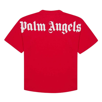 Red - Back - Palm Angels Childrens-Kids Classic Short-Sleeved T-Shirt