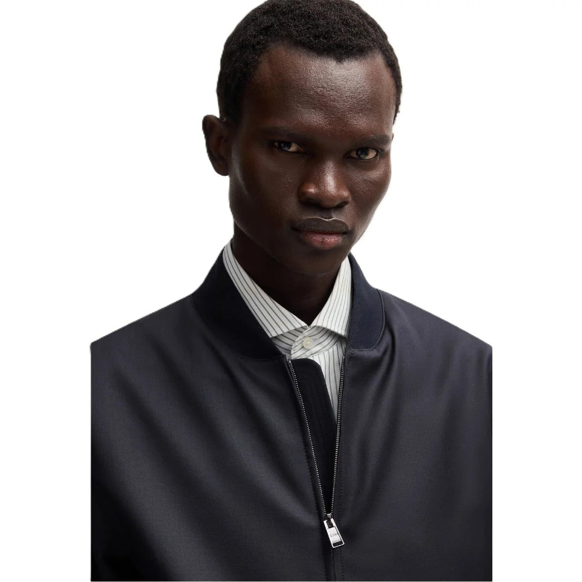 Dark Blue - Side - Boss Mens H Hanry Regular Bomber Jacket