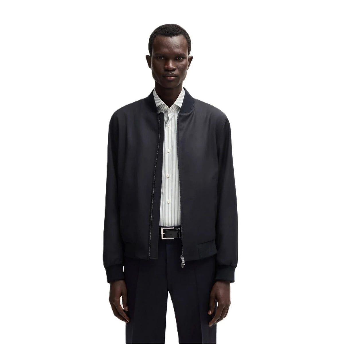 Dark Blue - Front - Boss Mens H Hanry Regular Bomber Jacket