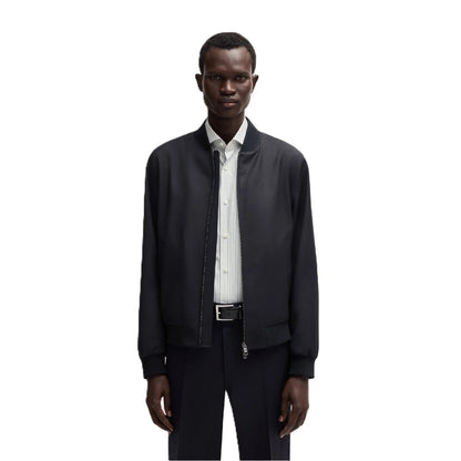 Dark Blue - Front - Boss Mens H Hanry Regular Bomber Jacket