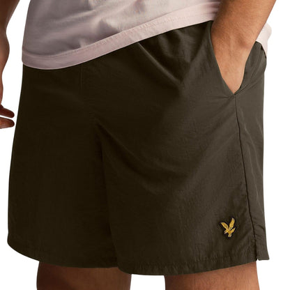 Olive - Back - Lyle & Scott Mens Plain Swim Shorts