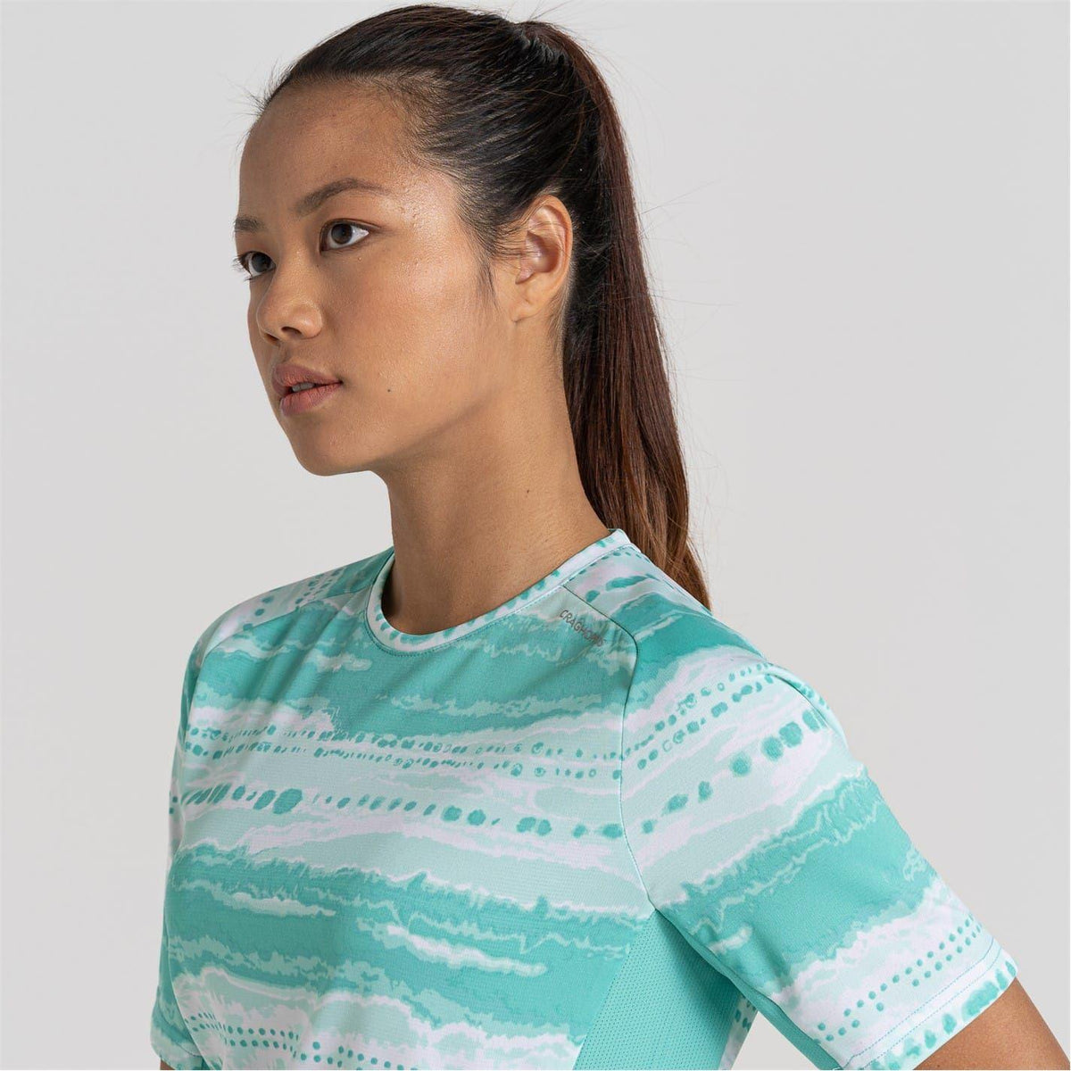 Ocean Green - Side - Craghoppers Womens-Ladies Dynamic Pro Printed Regular T-Shirt
