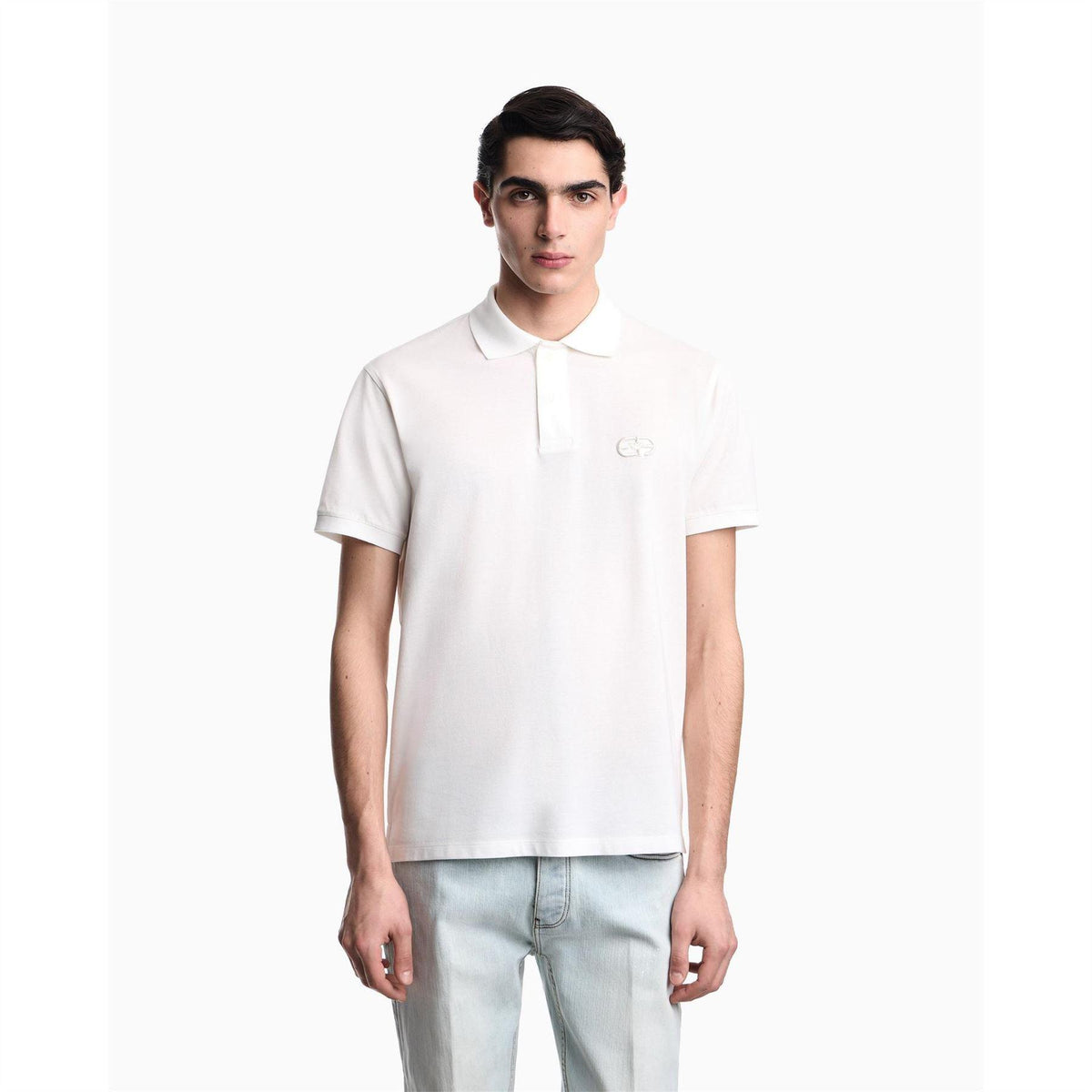 White - Side - Emporio Armani EA7 Mens Regular Polo Shirt