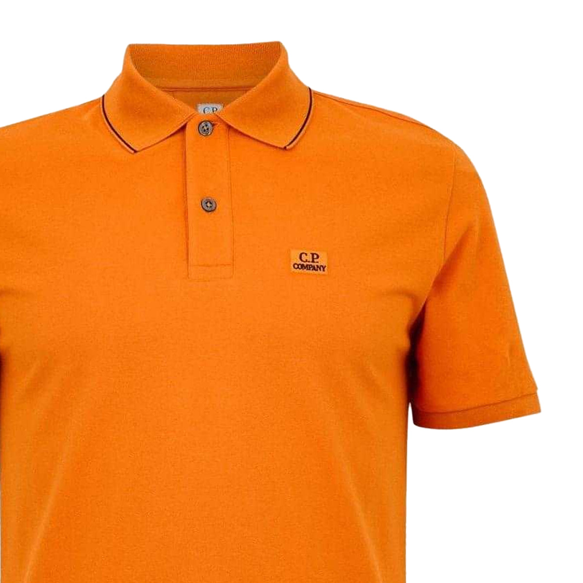Orange - Side - C.P. Company Mens Logo Cotton Polo Shirt