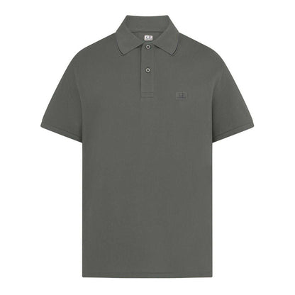 Shadow Grey - Front - C.P. Company Mens Logo Cotton Polo Shirt