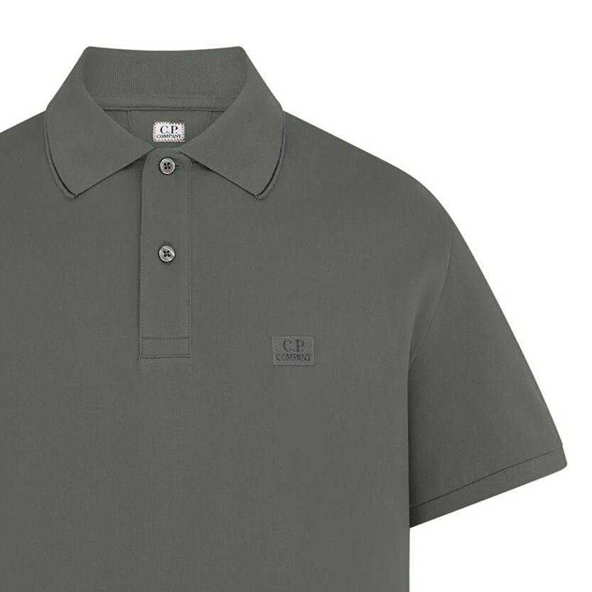 Shadow Grey - Side - C.P. Company Mens Logo Cotton Polo Shirt