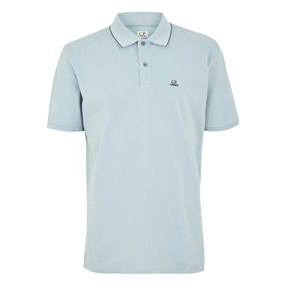 Silver Green - Front - C.P. Company Mens Logo Cotton Polo Shirt