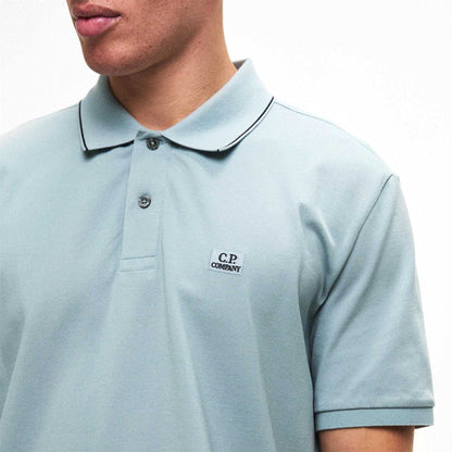 Silver Green - Side - C.P. Company Mens Logo Cotton Polo Shirt